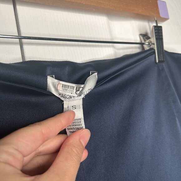 Maison de Papillon Kennedy Navy Blue Sateen Satin Pants Women's Size Small S - Picture 4 of 9